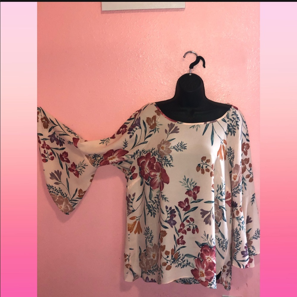 Pink floral blouse